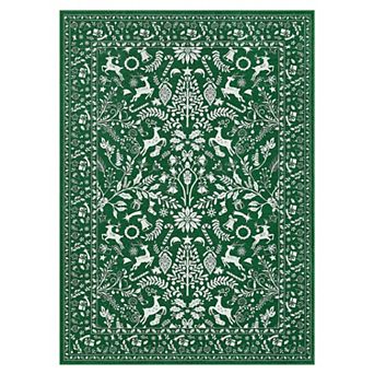 Machine Washable Vintage Deer Area Rug for Living Room Bedroom Soft Non-Slip Carpet