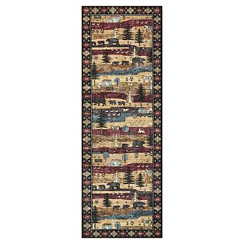 Machine Washable Vintage Buffalo Area Rug for Living Room Bedroom Low Pile Carpet