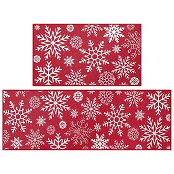 Water Washable Winter Snow Kitchen Mat Set 2 pc Non-Slip Floor Carpet