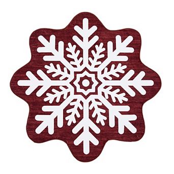 Snowflake Octagon Area Rug Christmas Home Decor Washable Non Slip Soft Indoor Floor Mat for Bedroom
