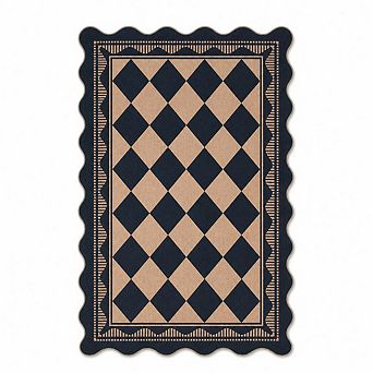Indoor Outdoor Washable Area Rug - Low Pile Stain Resistant Living Room Entryway Carpet