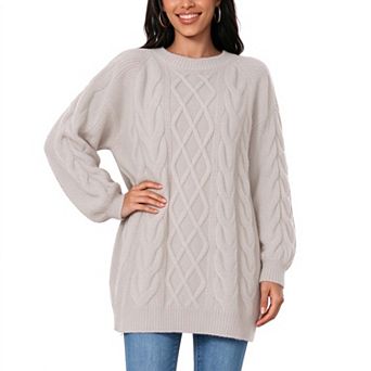 Women’s Casual Crewneck Cable Knit Sweater Lightweight,Loose Fit, Solid Color Pullover for Fall