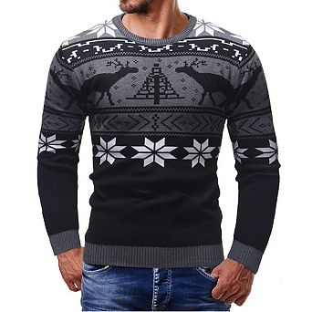 Men's Ugly Christmas Sweater Holiday Party Knitted Pullover Xmas Sweater Casual SweaterShirt Tops