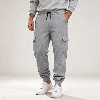 Men's Drawstring Elastic Waist Multi-Pocket Patchwork Cargo Jogger Pants