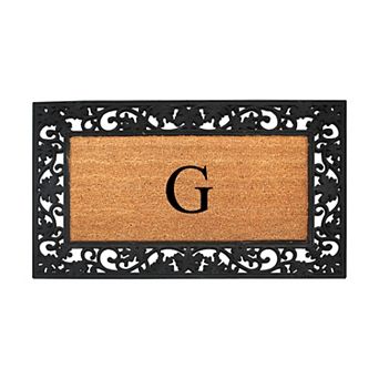 A1 Home Collections Natural Coir & Rubber Monogrammed Doormat, Heavy-Duty, Dirt-Trapping