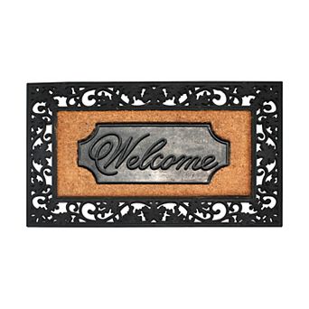 A1 Home Collections Natural Coir & Rubber Doormat, 23x38 in Heavy-Duty, Anti-Shed, Low-Profile Mat