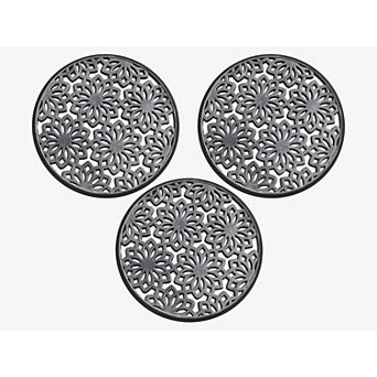A1 Home Collections Heavy Duty Rubber Garden Stepping Stone Mats, 14"x14", Set of 3 (Paisley Black)