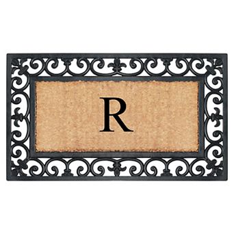 A1 Home Collections Natural Coir & Rubber Monogrammed Doormat, Heavy-Duty, Dirt-Trapping