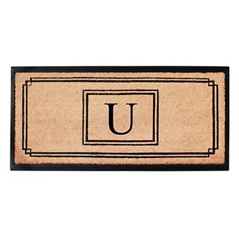 A1 Home Collections Natural Coir & Rubber Monogrammed Doormat, Heavy-Duty, Dirt-Trapping