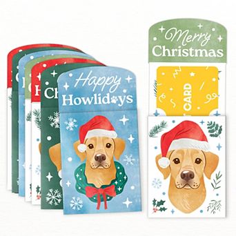 Yellow Lab Christmas Dog Gift Card Holders with Envelopes, Cash Money Holder Sleeves, Set of 8