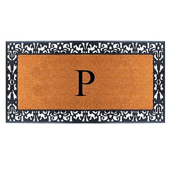 A1 Home Collections Natural Coir & Rubber Monogrammed Doormat, Heavy-Duty, Dirt-Trapping