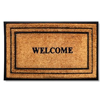 A1 Home Collections Natural Coir & Rubber Welcome Door Mat, Heavy-Duty, Dirt-Trapping Entrance Mat