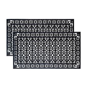 A1 Home Collections Natural Rubber Doormat, Dirt & Shoe Scraper, Heavy Duty, 2 Pack