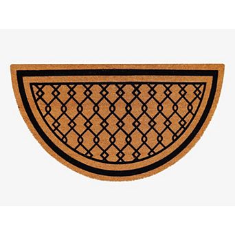 A1 Home Collections Natural Coir Half Round Flock Estate Doormat for Outside Entrance