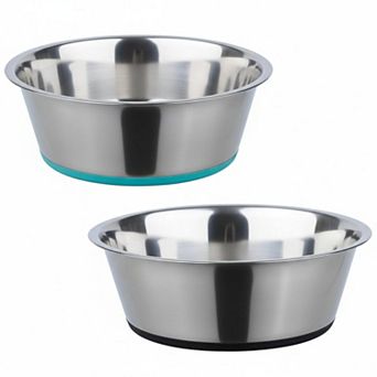 Stainless Steel Anti-slip Dog Bowls 2-pack Deep Food Water Bowls for Dogs