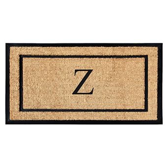 A1 Home Collections Monogrammed Natural Coir & Rubber Doormat, Heavy-Duty Front Door Mat