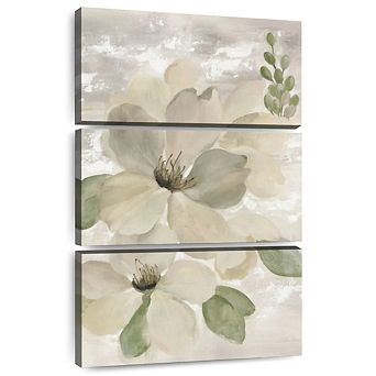 White On White Floral Sage 3 pc Set Wall Art