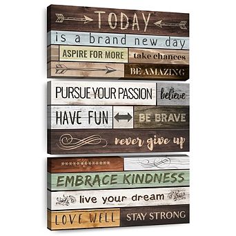 Today Motivational Typography 3 pc Set Wall Art