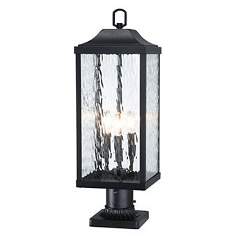 23.75 in Black Dusk-to-Dawn Outdoor Post Light with Water Glass