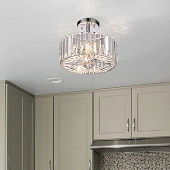 11.88 in 2-Light Crystal Semi Flush Mount Ceiling Light