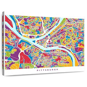 Pittsburgh Pennsylvania Street Map I Wall Art