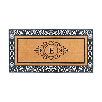 A1 Home Collections Natural Coir & Rubber Monogrammed Doormat, Heavy-Duty, Dirt-Trapping