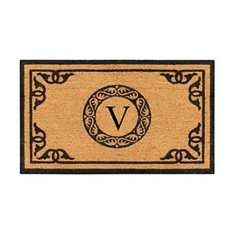 A1 Home Collections Monogrammed Natural Rubber Doormat, Heavy-Duty Welcome Mat & Shoe Scraper