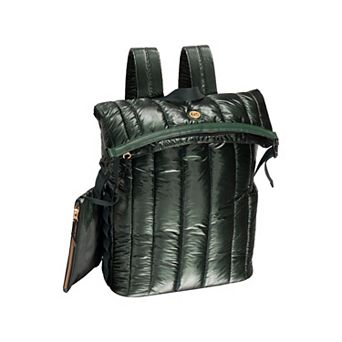 Joan & David 18-Inch Quilted Metallic Puffer Nylon Backpack