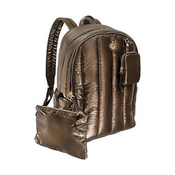 Joan & David Metallic Quilted Nylon Laptop Backpack, 18-Inch