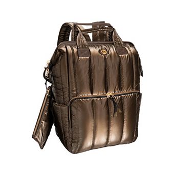 Joan & David Metallic Quilted Nylon Laptop Backpack