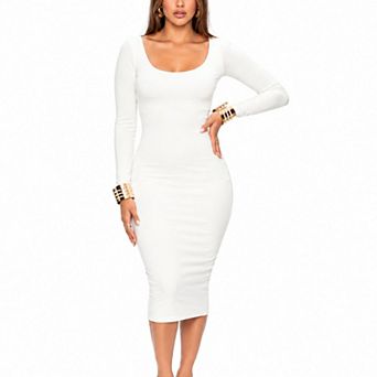 YAHAIRA Women's Contour Midi Bodycon Dress with Long Sleeves