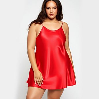 Lustrous Bias Cut Satin Chemise-Plus