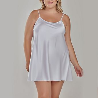 Lustrous Bias Cut Satin Chemise-Plus