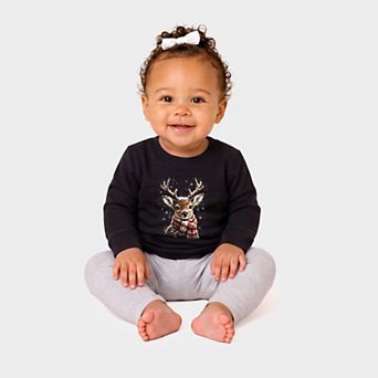Reindeer Scarf - Infant Crew Fleece Sweatshirt