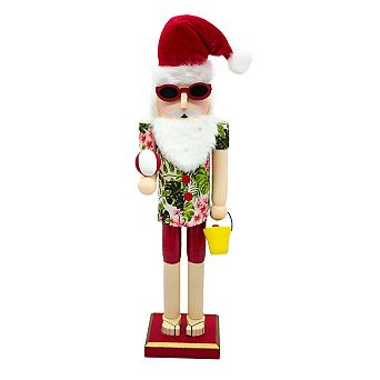 Wizardi Beach Ball Santa Wooden Nutcracker F07AM9-1-N01044C