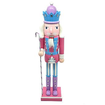 Wizardi Pink King Wooden Nutcracker F07M14-29-N01703 pink stand