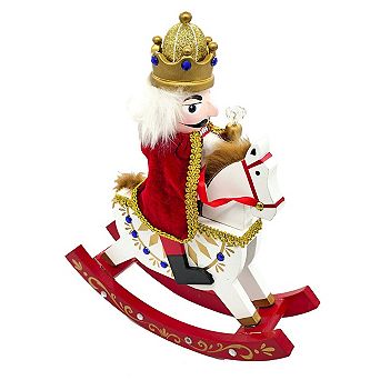Wizardi Blue King Rocking Horse Wooden Nutcracker F07AM9-32-N01860C