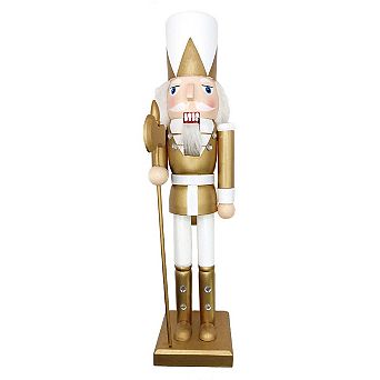 Wizardi White and Gold Axe Soldier Wooden Nutcracker F07M6-24D