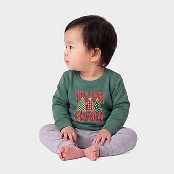 Tis The Season Checkered Trees - Infant Crew Fleece Sweatshirt