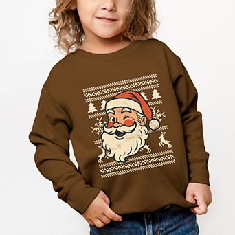 Ugly Sweater Santa Face - Toddler Graphic Sweatshirt