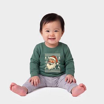 Ugly Sweater Santa Face - Infant Crew Fleece Sweatshirt