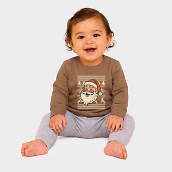 Ugly Sweater Santa Face - Infant Crew Fleece Sweatshirt