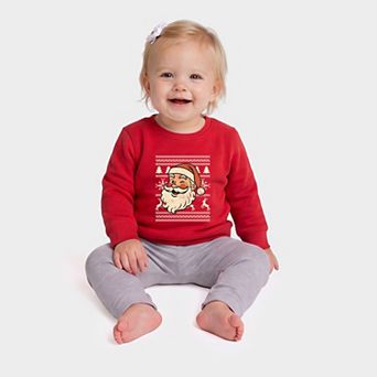 Ugly Sweater Santa Face - Infant Crew Fleece Sweatshirt