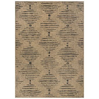 WRG Home Jute-Look Distressed Diamond Area Rug, Easy Clean Non-Slip Woven Flatweave for Indoor