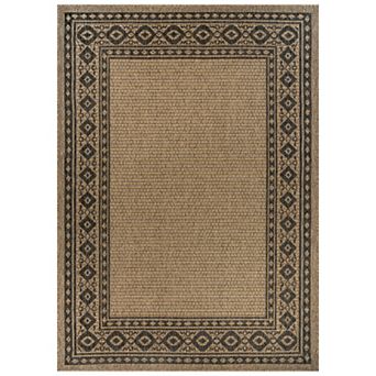 WRG Home Jute-Look Diamond Border Area Rug,Easy Clean Non-Slip Woven Flatweave for Entryway, Kitchen