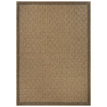 WRG Home Jute-Look Motif Border Area Rug,Easy Clean Non-Slip Woven Flatweave for Entryway or Kitchen