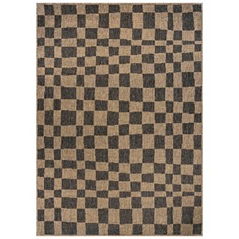 WRG Home JuteLook Wavy Checkerboard Area Rug,Easy Clean NonSlip Woven Flatweave for Entryway,Kitchen