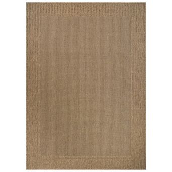 WRG Home Jute-Look Pinstripe Border Area Rug,Easy Clean NonSlip Woven Flatweave for Entryway,Kitchen