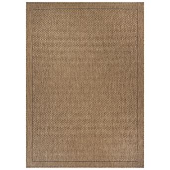WRG Home Jute-Look Basketweave Border Area Rug, Easy Clean Non-Slip Woven Flatweave for Indoor