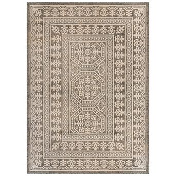 WRG Home Vintage Panel High-Low Pile Woven Area Rug, Non-Slip Latex Backing for Entryway or Kitchen